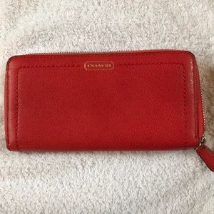 Coach leather wallet, red